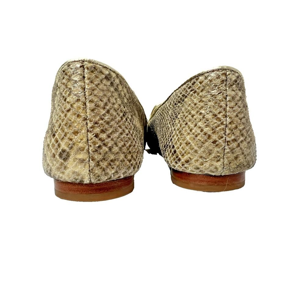 Coach Carrie Flat Loafer Tan Snake Pattern Leather Gold Trim & Insole SZ 9 - Picture 6 of 11